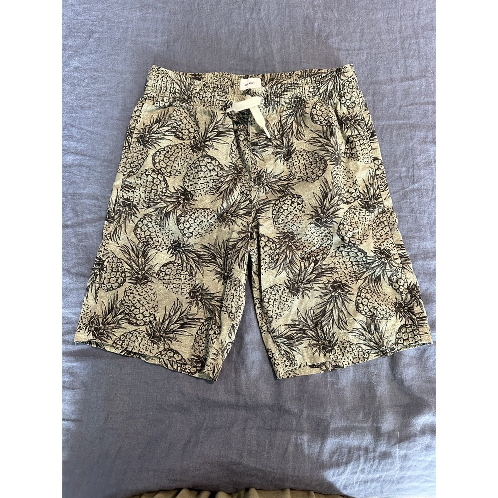 Old Navy Boys Pineapple Print Drawstring Shorts L‎ (10-12) Green Cotton Summer